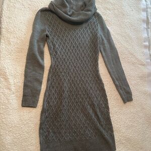 Gray Turtleneck Sweater Dress